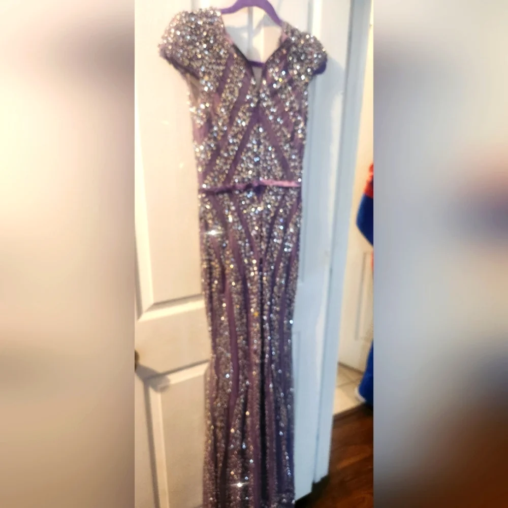 Stunning Sheer V Neck Sequin 👗 Evening Special sz xs 4 - Picture 2 of 7